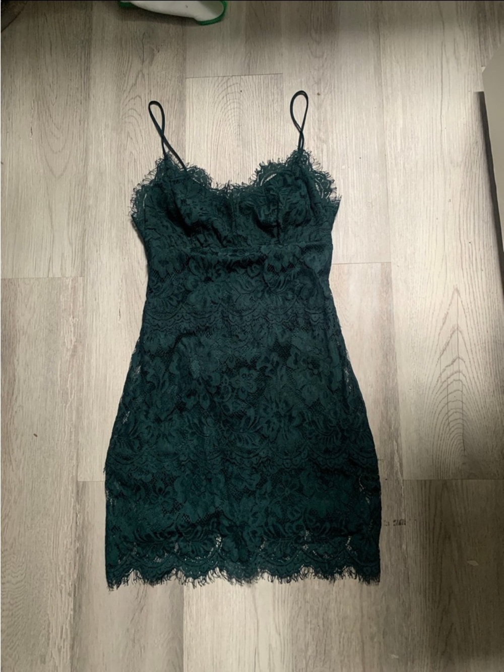 Topshop PETITE Dark Green Lace Mini Dress